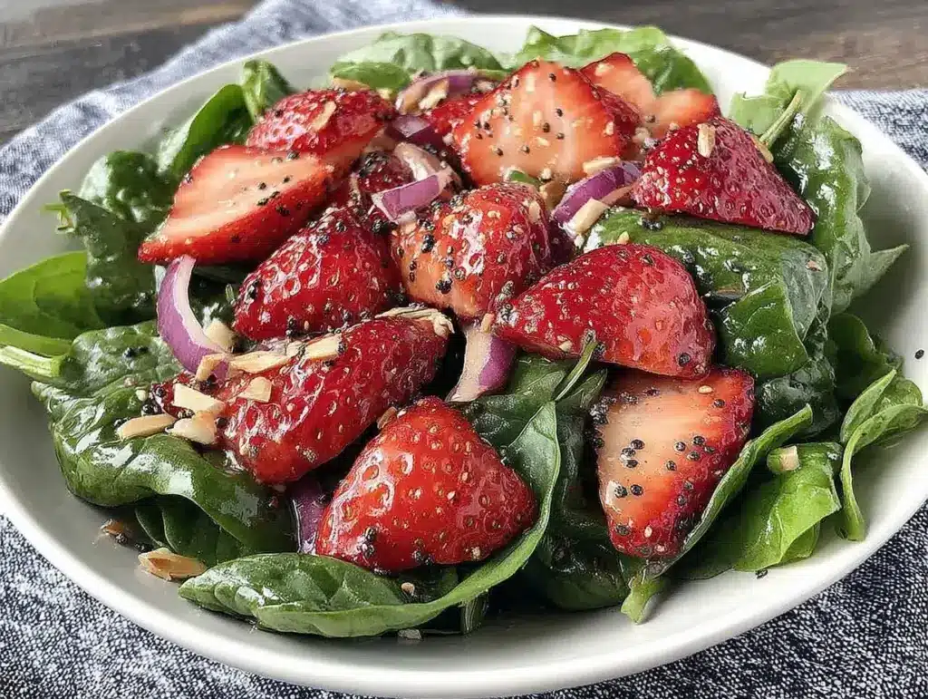 fresh strawberry spinach salad - featured image