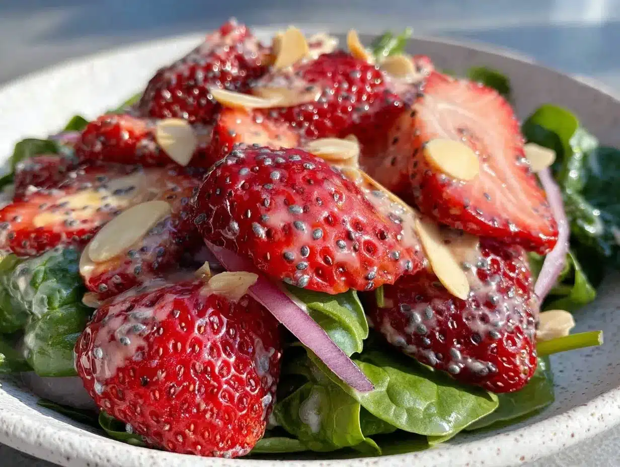 fresh strawberry spinach salad preparation steps