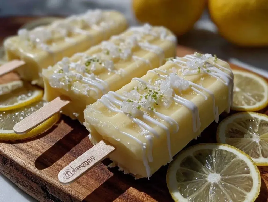 frozen lemonade pie pops - featured image