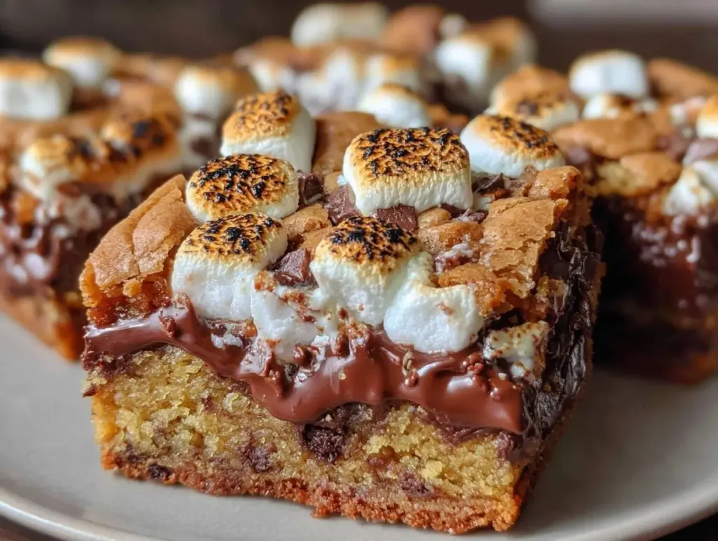 gooey s’mores cookie bars - featured image