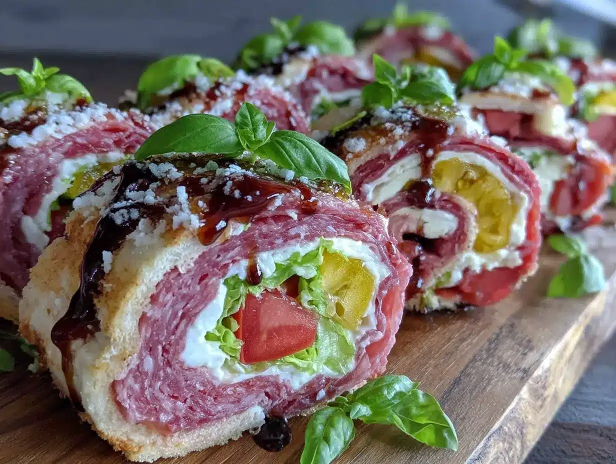 Italian sub pinwheels preparation steps