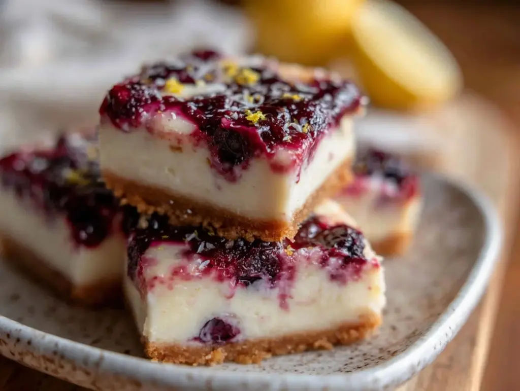 lemon blueberry cheesecake bars - featured image