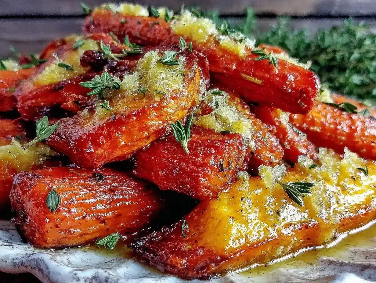 maple roasted carrots with thyme butter preparation steps