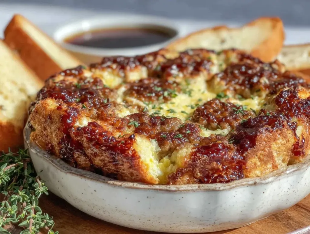 maple sausage breakfast casserole - featured image