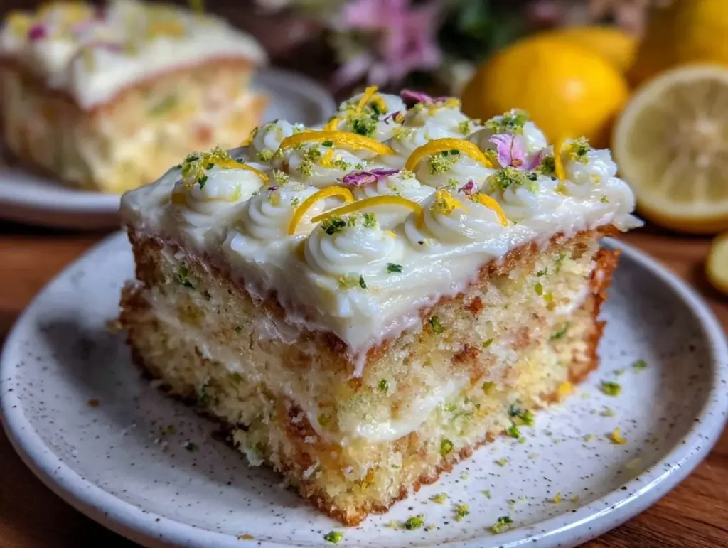 moist lemon elderflower cake - featured image
