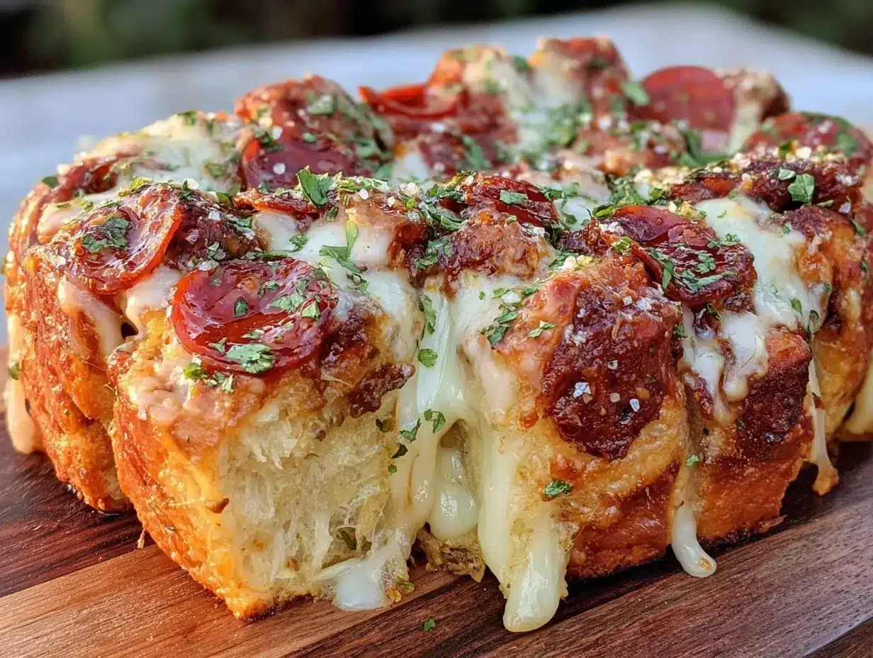 pepperoni pizza pull-apart bread preparation steps