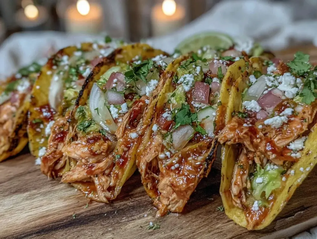 slow cooker chicken tinga tacos - featured image
