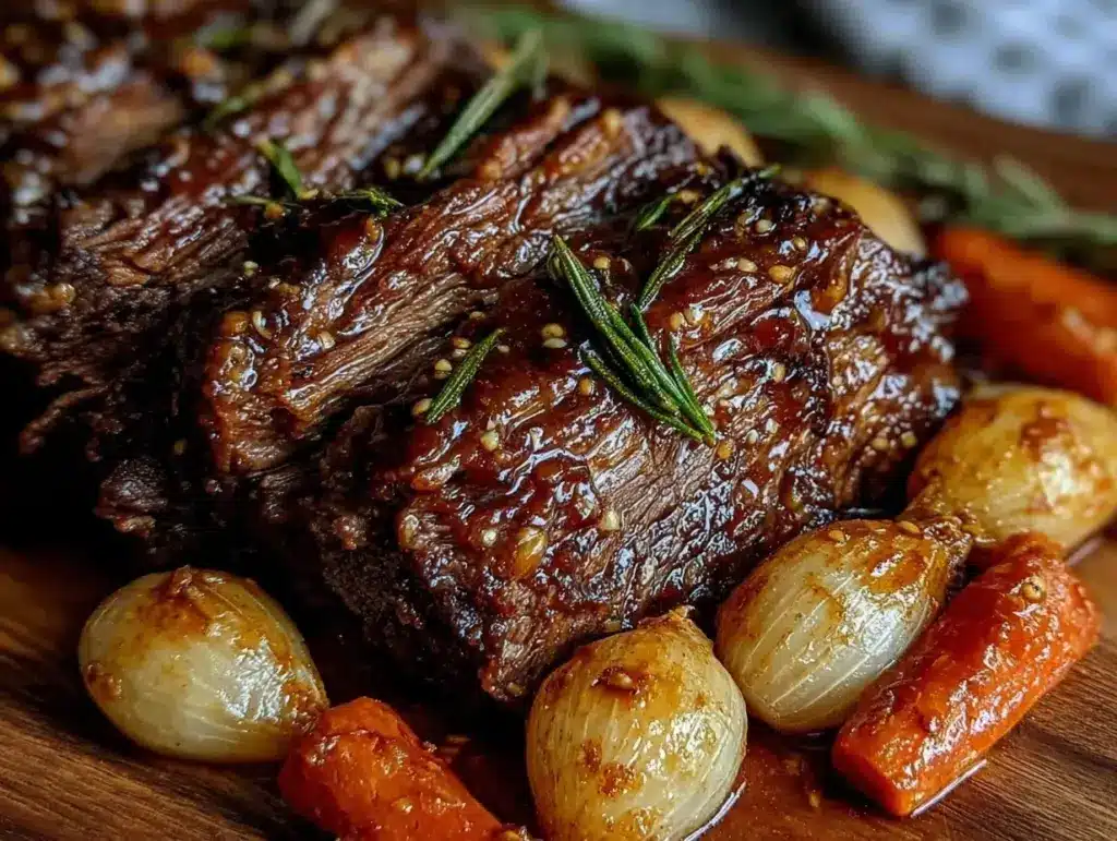 slow cooker honey balsamic pot roast - featured image