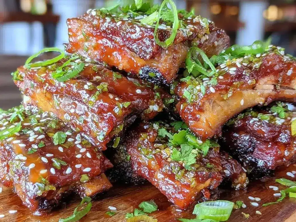 sticky asian glazed pork ribs - featured image