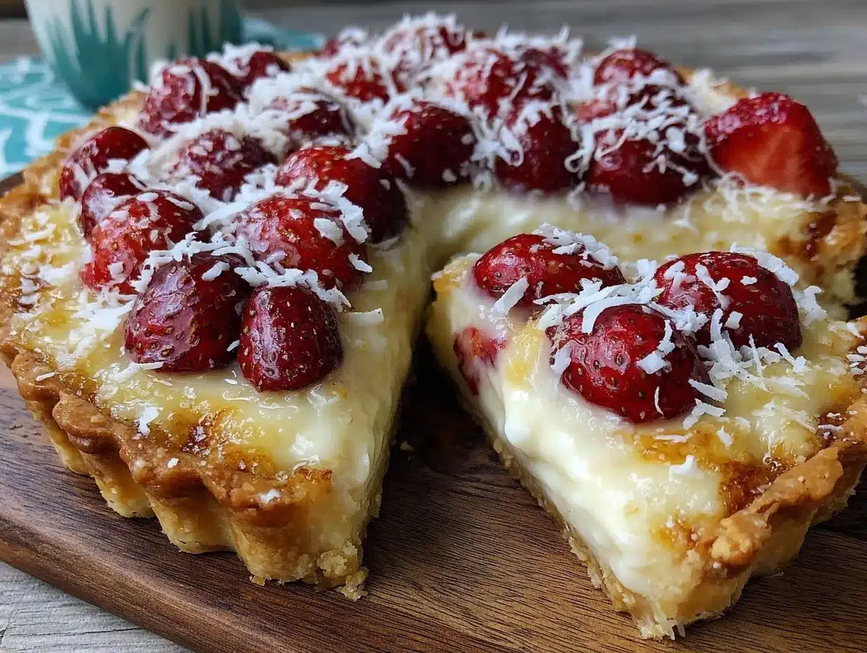 vegan coconut cream strawberry tart preparation steps