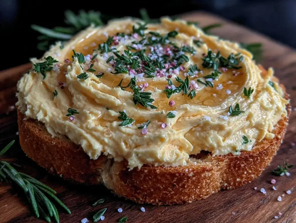 butter board with honey and fresh herbs - featured image