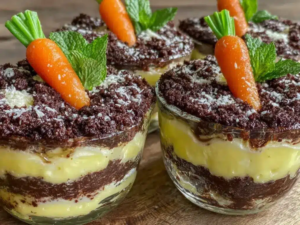 carrot patch dirt cups recipe - featured image