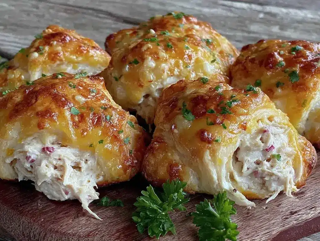 cheesy crescent roll chicken pockets - featured image