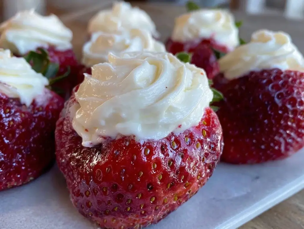 cream cheese stuffed strawberries - featured image
