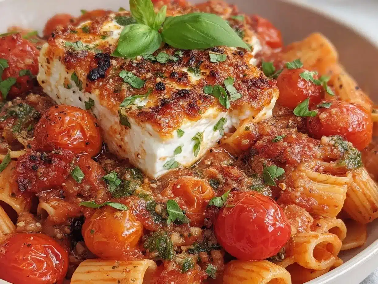 creamy baked feta pasta preparation steps
