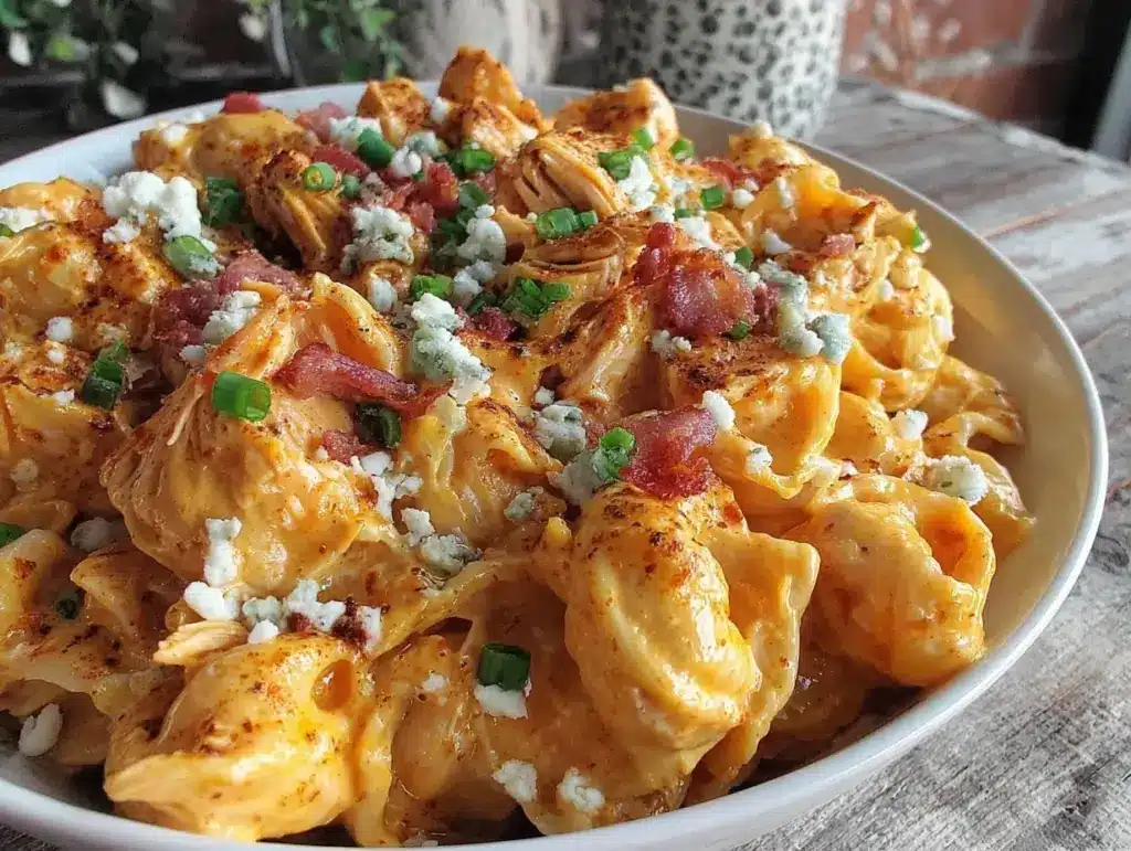 creamy buffalo chicken mac and cheese - featured image