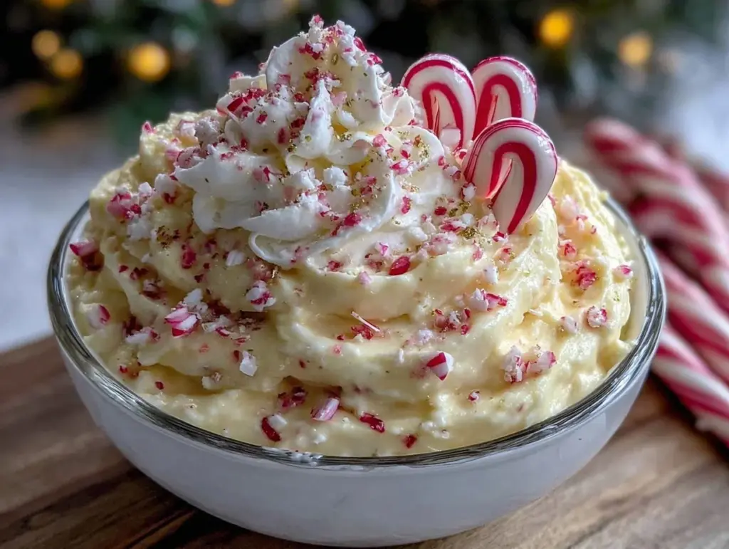 creamy candy cane cheesecake dip - featured image