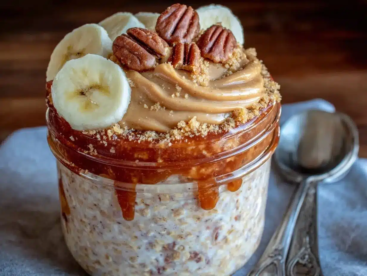 creamy cookie butter overnight oats preparation steps