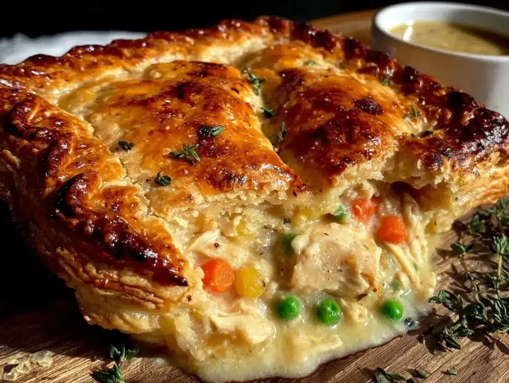 creamy rotisserie chicken pot pie - featured image