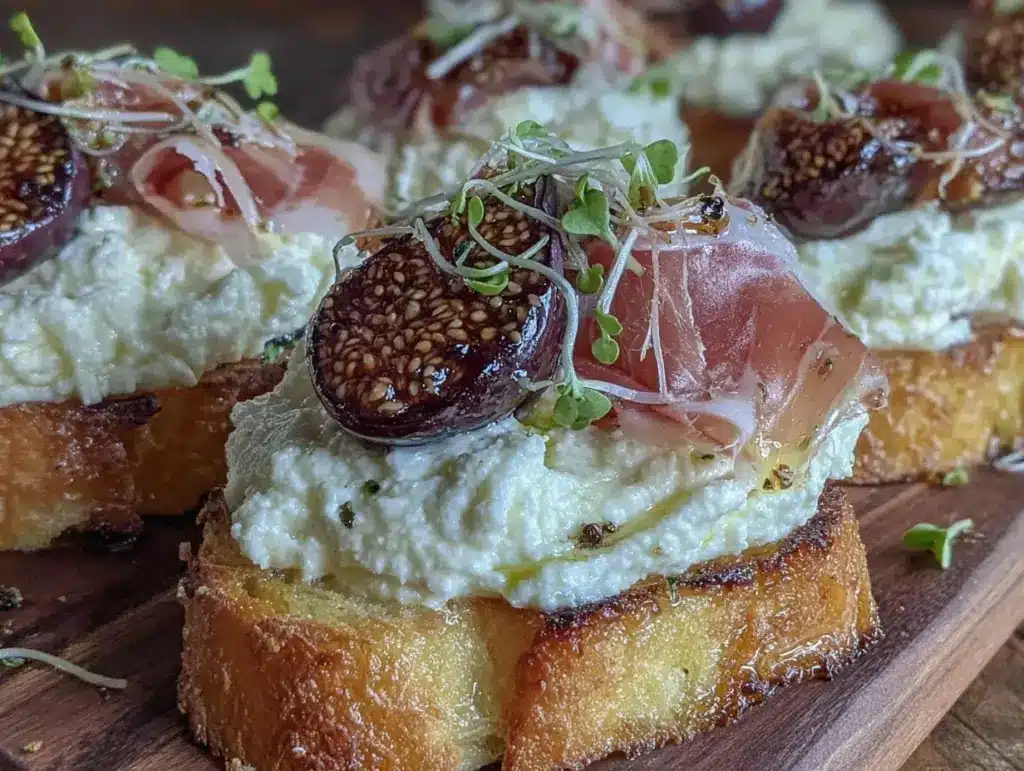 creamy whipped goat cheese bruschetta - featured image
