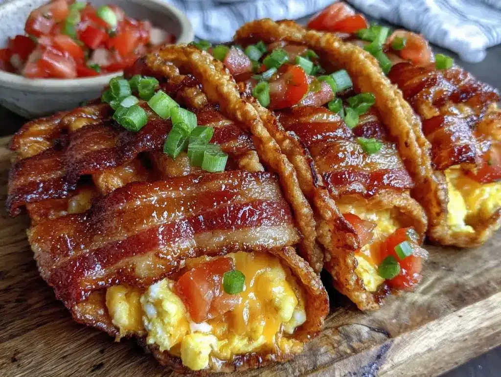 crispy bacon weave breakfast taco shells - featured image