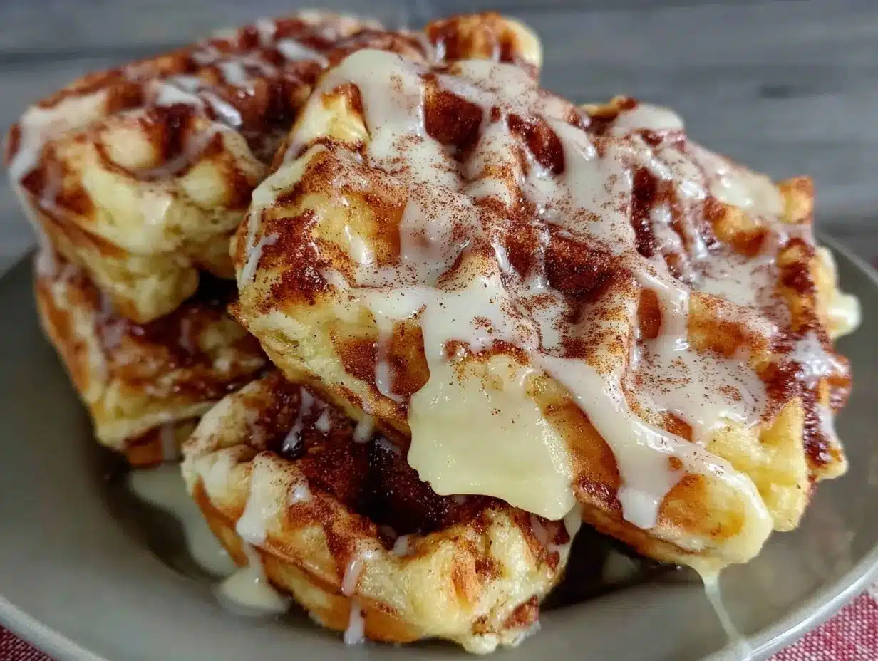 crispy cinnamon roll waffles preparation steps