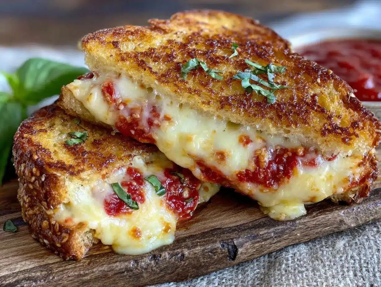 crispy pizza grilled cheese sandwich recipe preparation steps