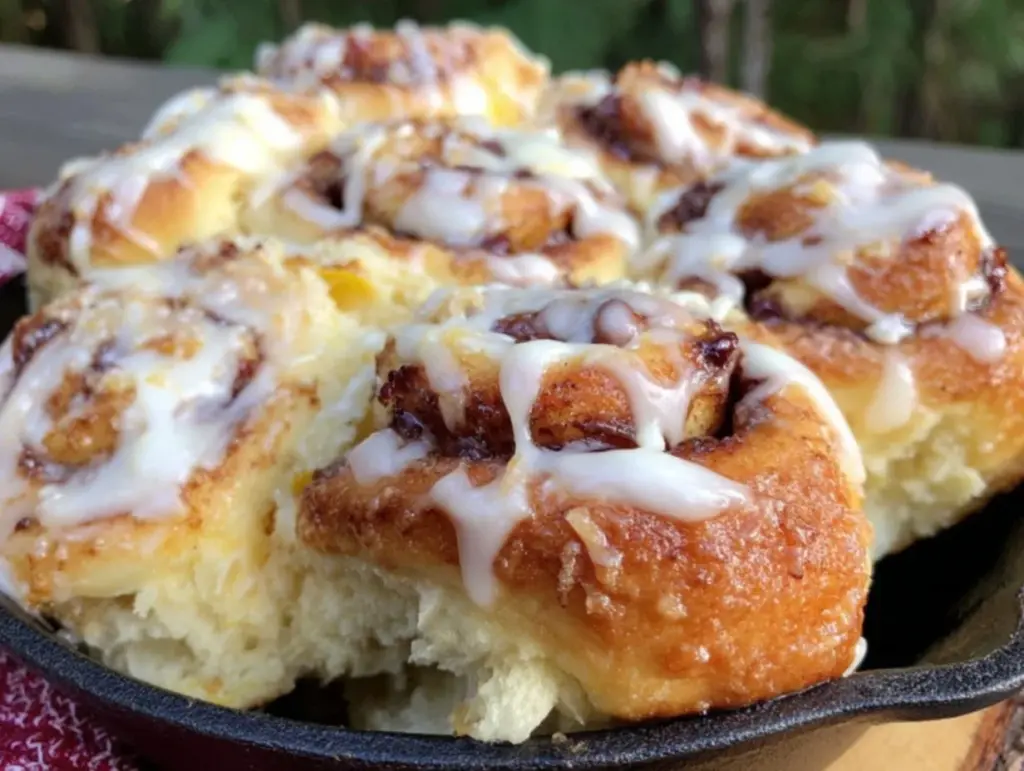 Dutch oven campfire cinnamon rolls - featured image