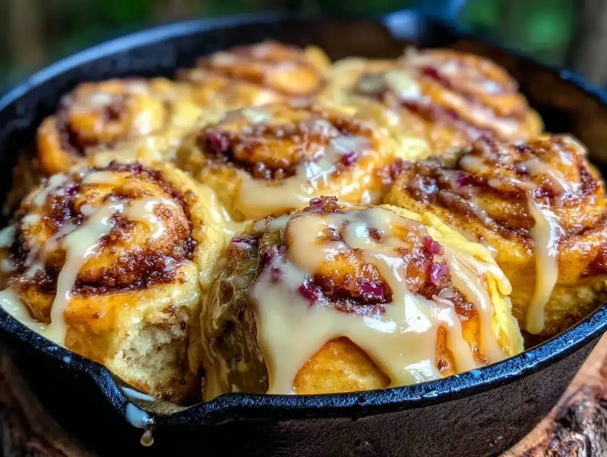 Dutch oven campfire cinnamon rolls preparation steps