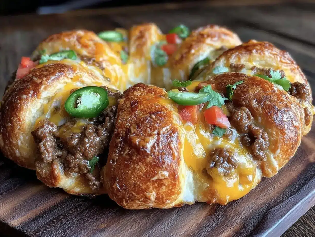 easy cheesy crescent roll taco ring preparation steps