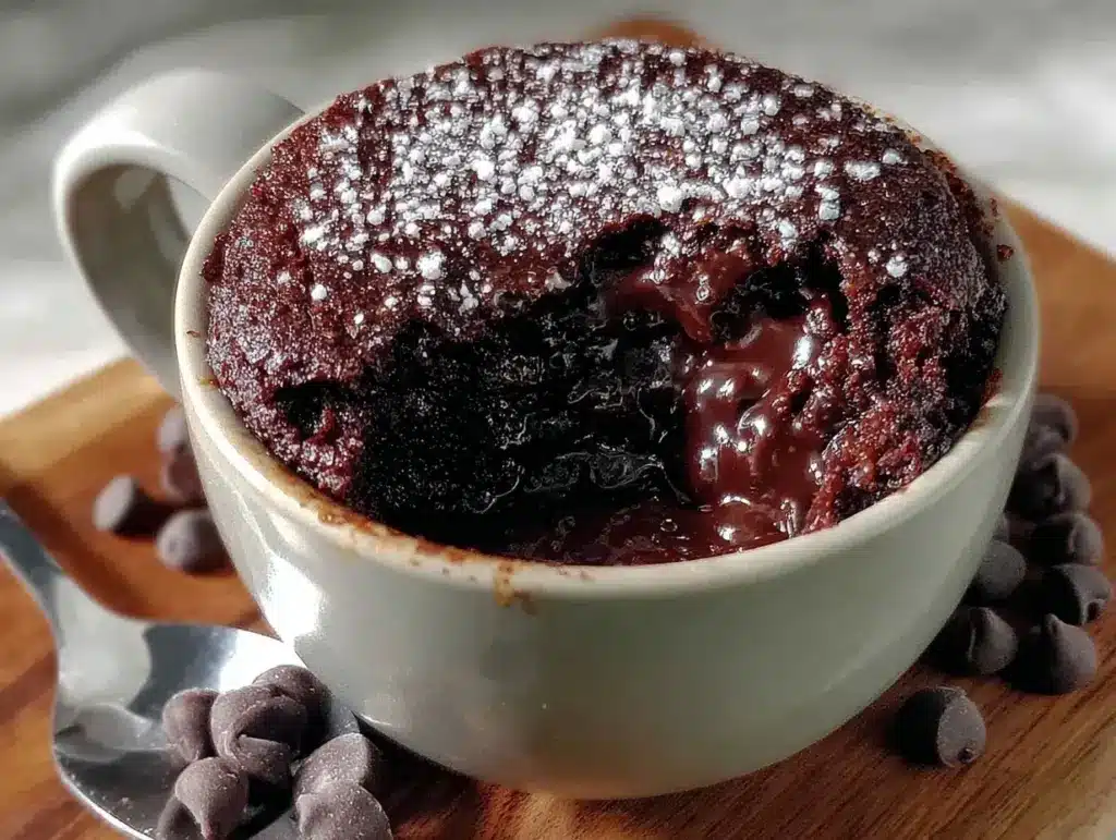 easy gooey microwave mug brownie - featured image