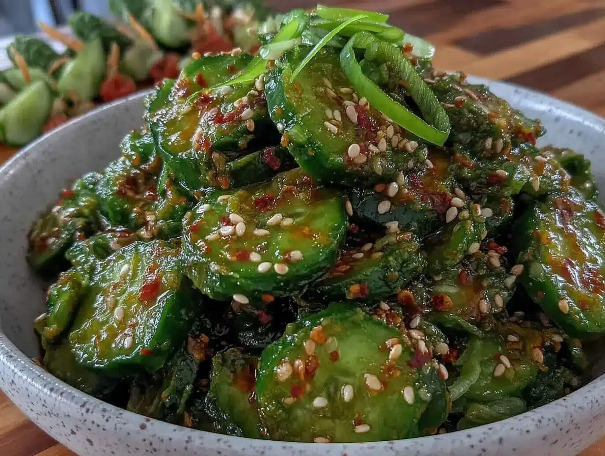 fresh crunchy cucumber salad tik tok version preparation steps