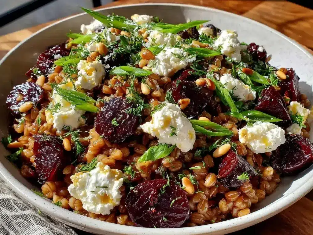 fresh mediterranean farro salad - featured image