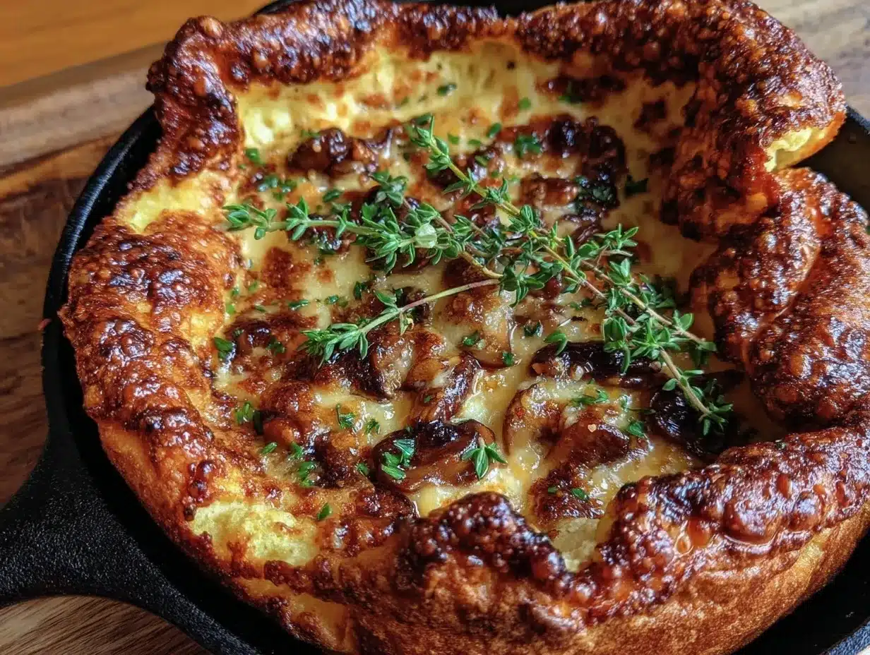 Gruyère mushroom Dutch baby recipe preparation steps