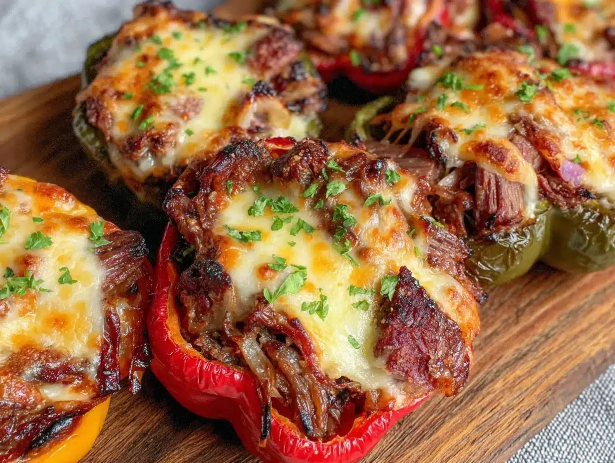 Philly Cheesesteak Stuffed Peppers preparation steps
