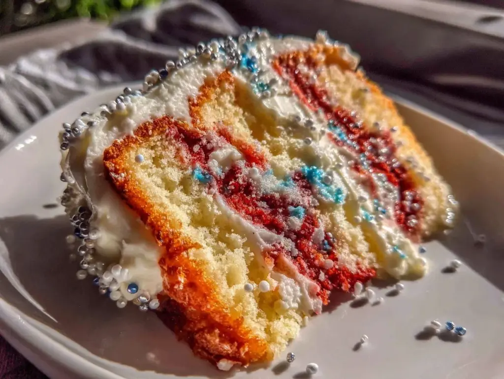 red white blue tie dye cake - featured image
