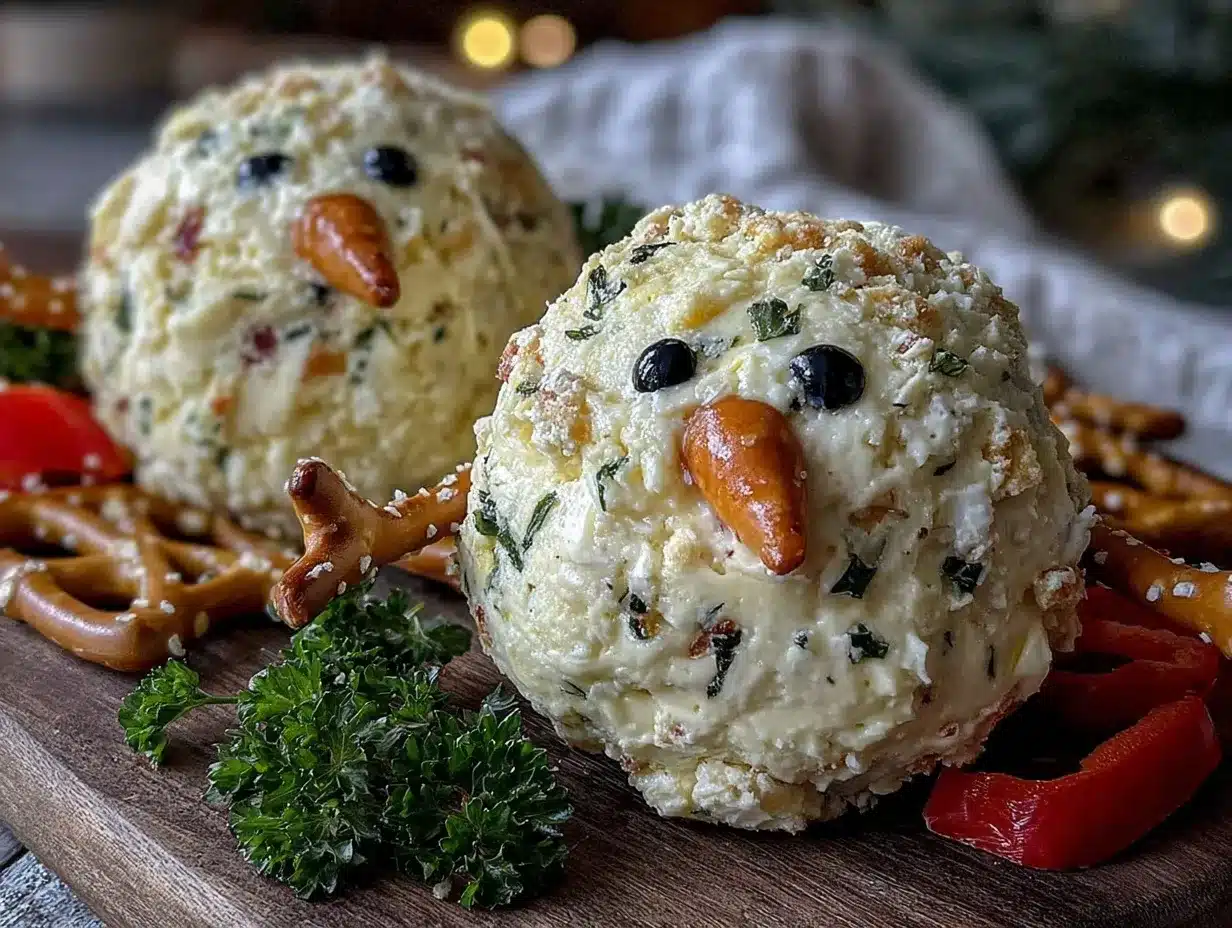 snowman cheese ball recipe preparation steps