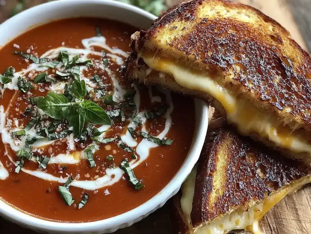 tomato bisque and grilled cheese - featured image