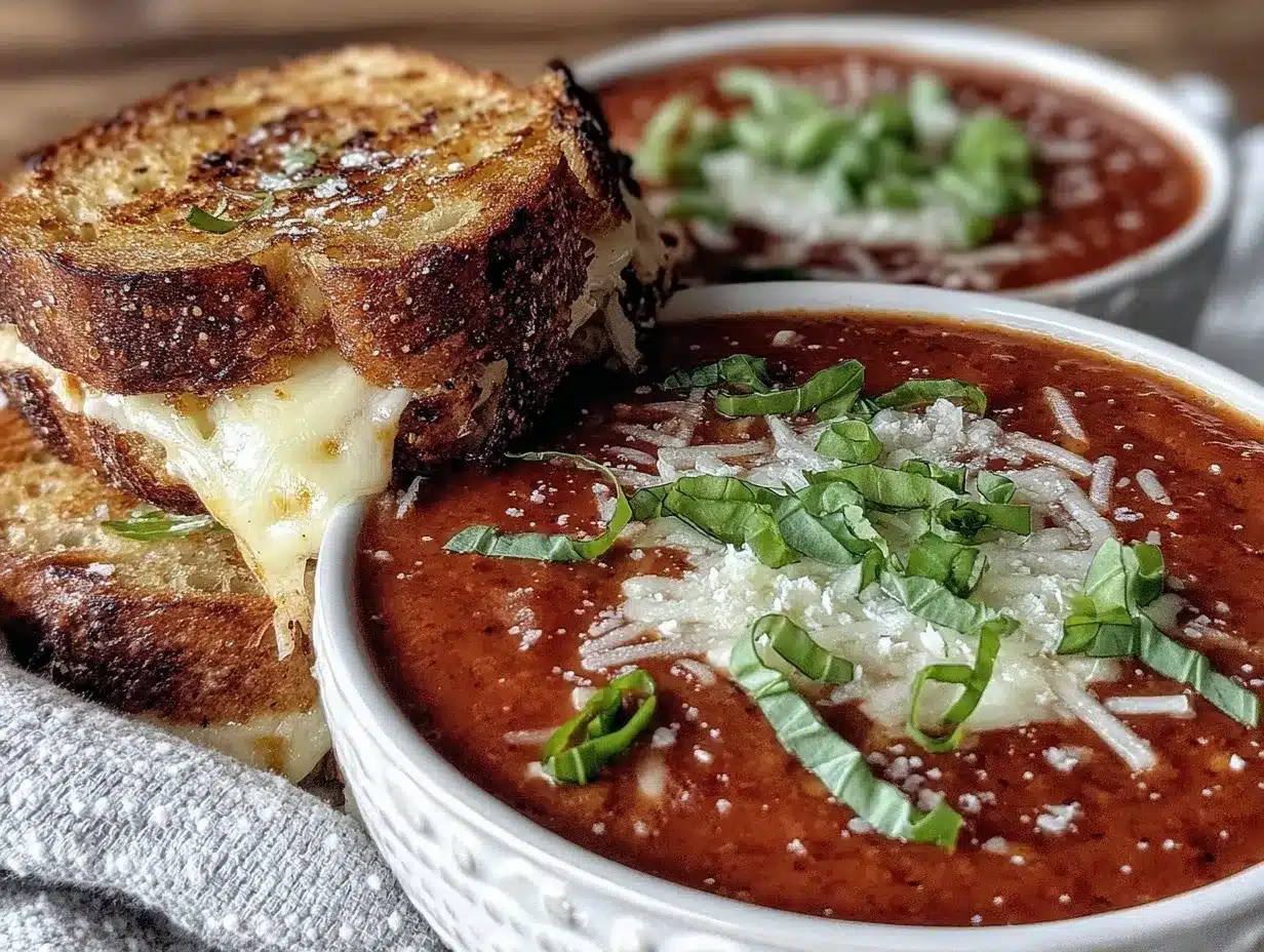 tomato bisque and grilled cheese preparation steps