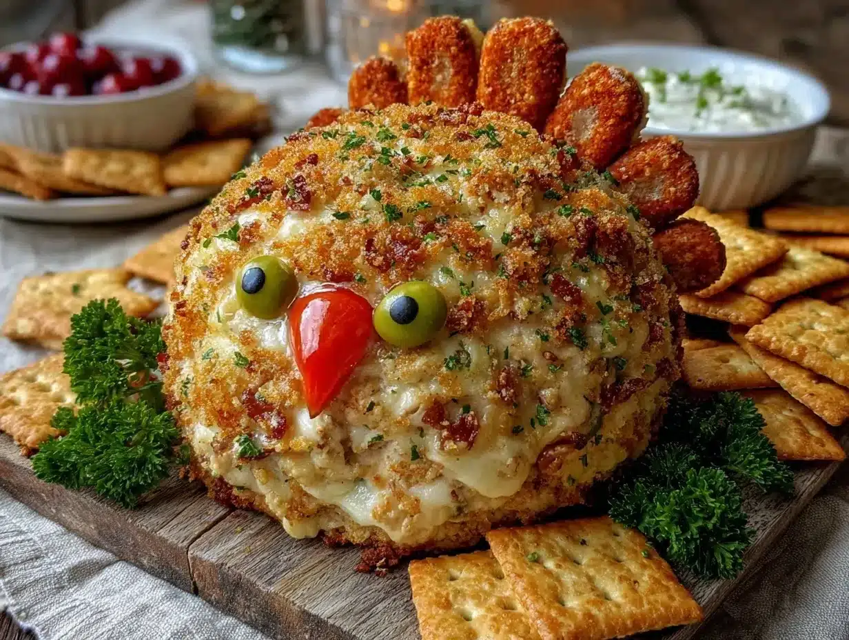 turkey shaped cheese ball preparation steps
