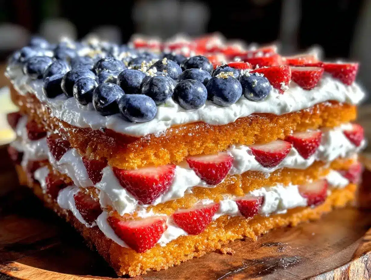 American Flag Berry Layer Cake preparation steps