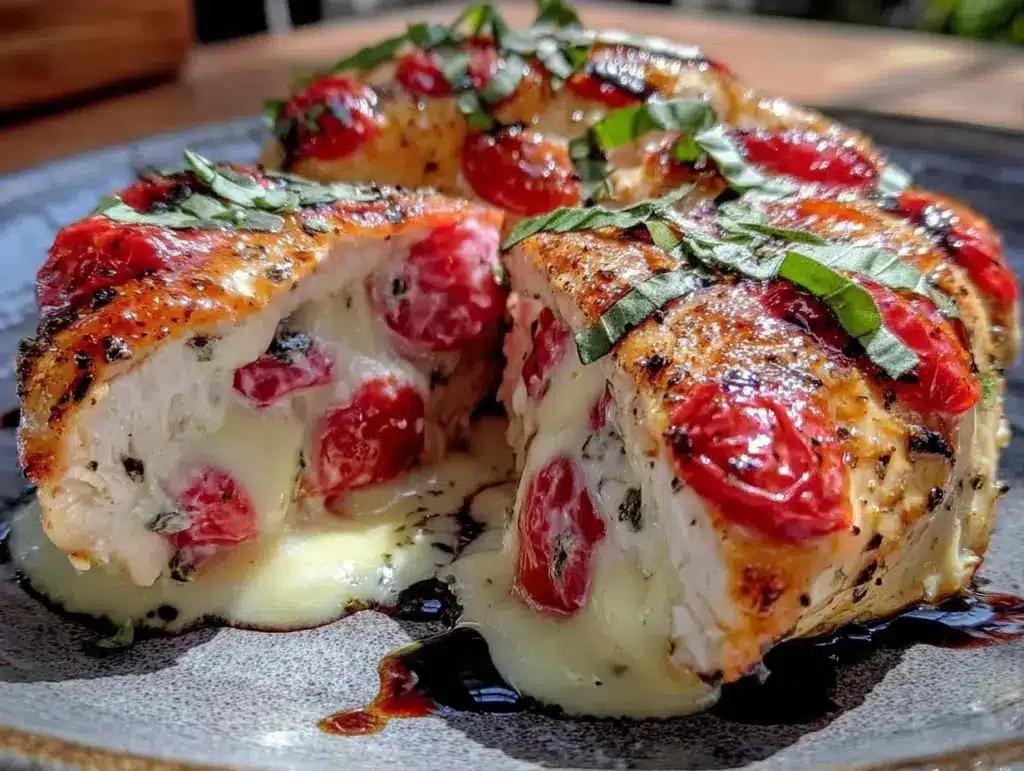 caprese stuffed chicken breast - featured image