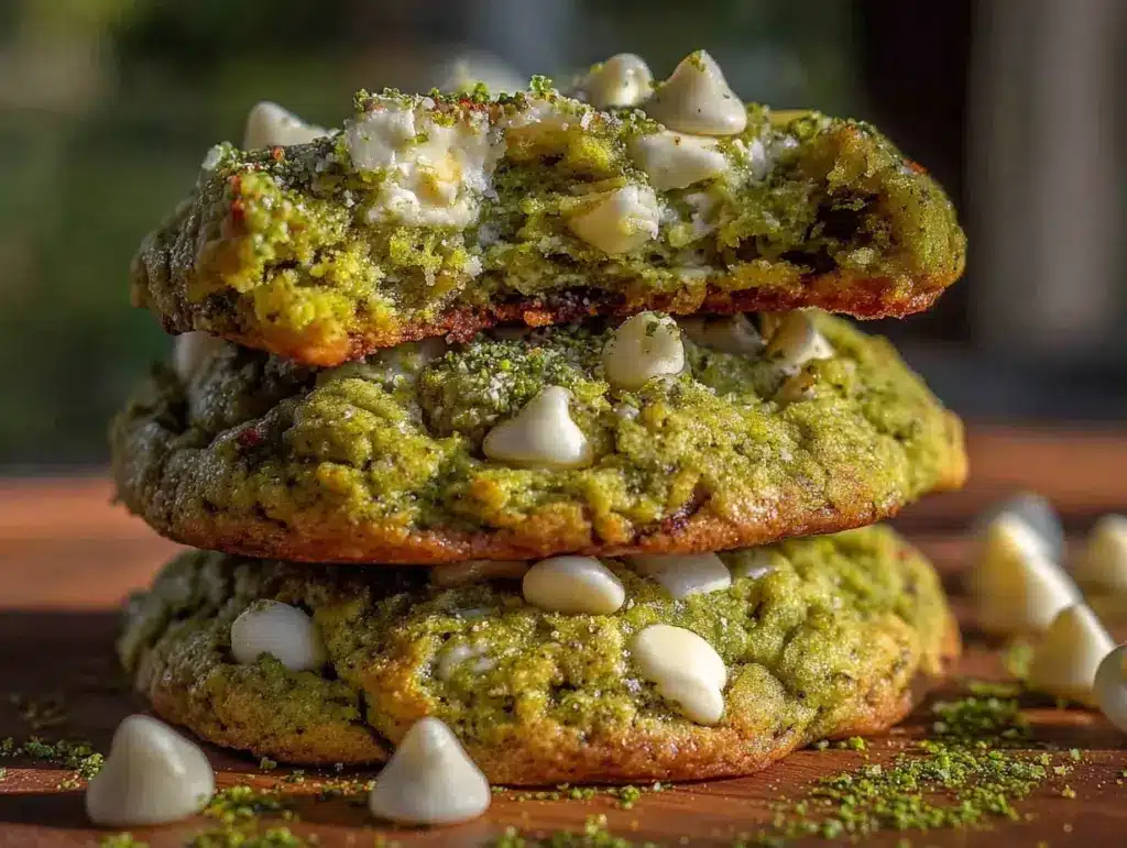 chewy matcha white chocolate chip cookies - featured image