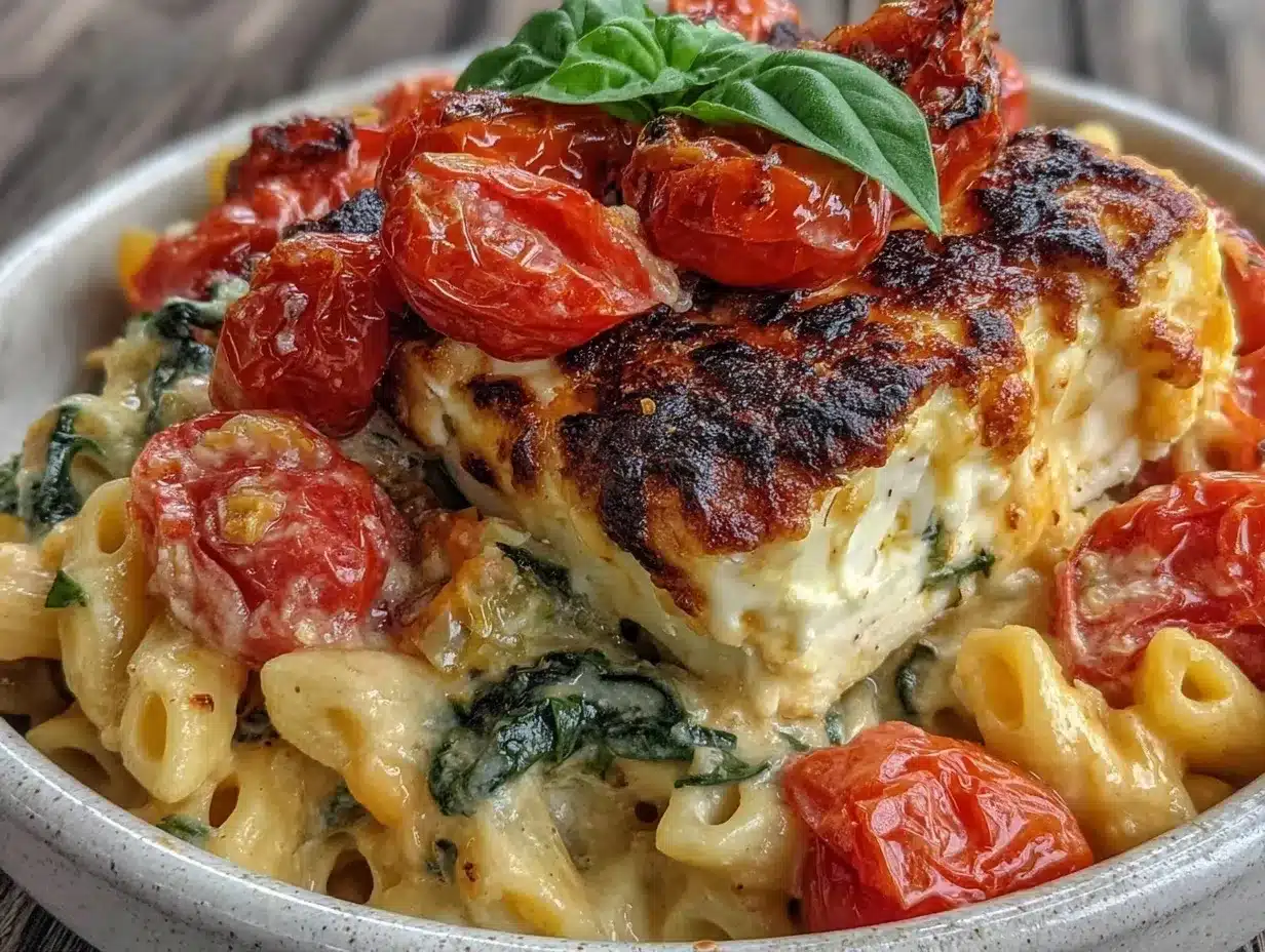 creamy baked feta pasta preparation steps