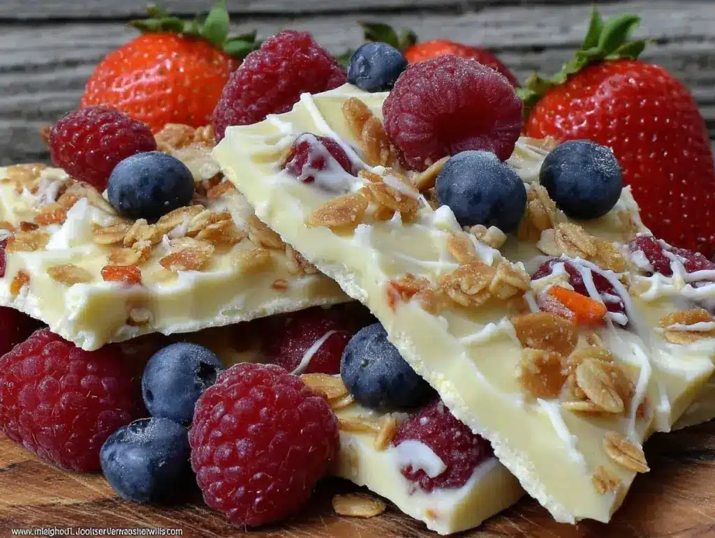 creamy frozen yogurt bark - featured image
