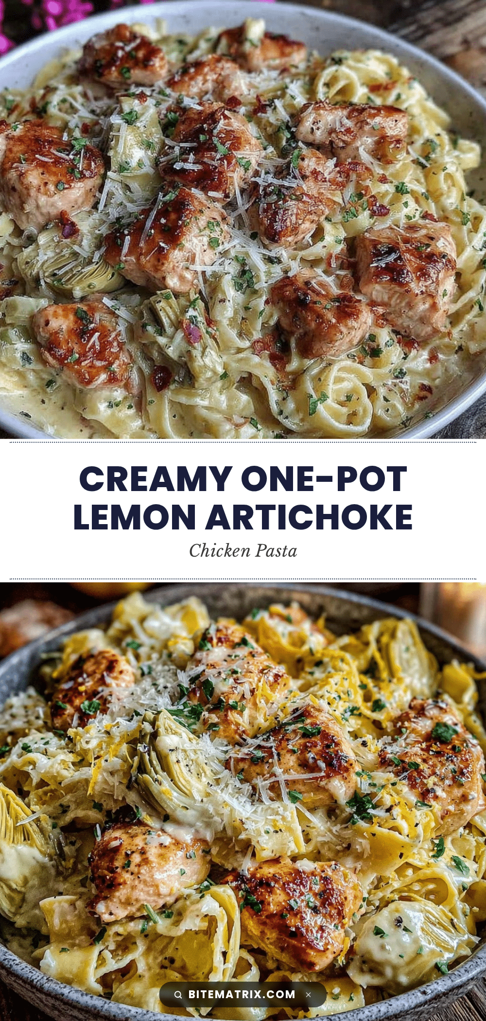 creamy one-pot lemon artichoke chicken pasta recipe