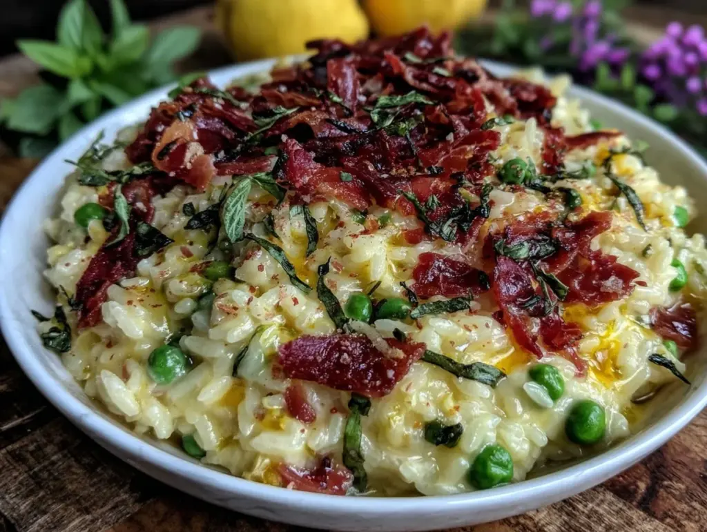 creamy spring pea risotto - featured image