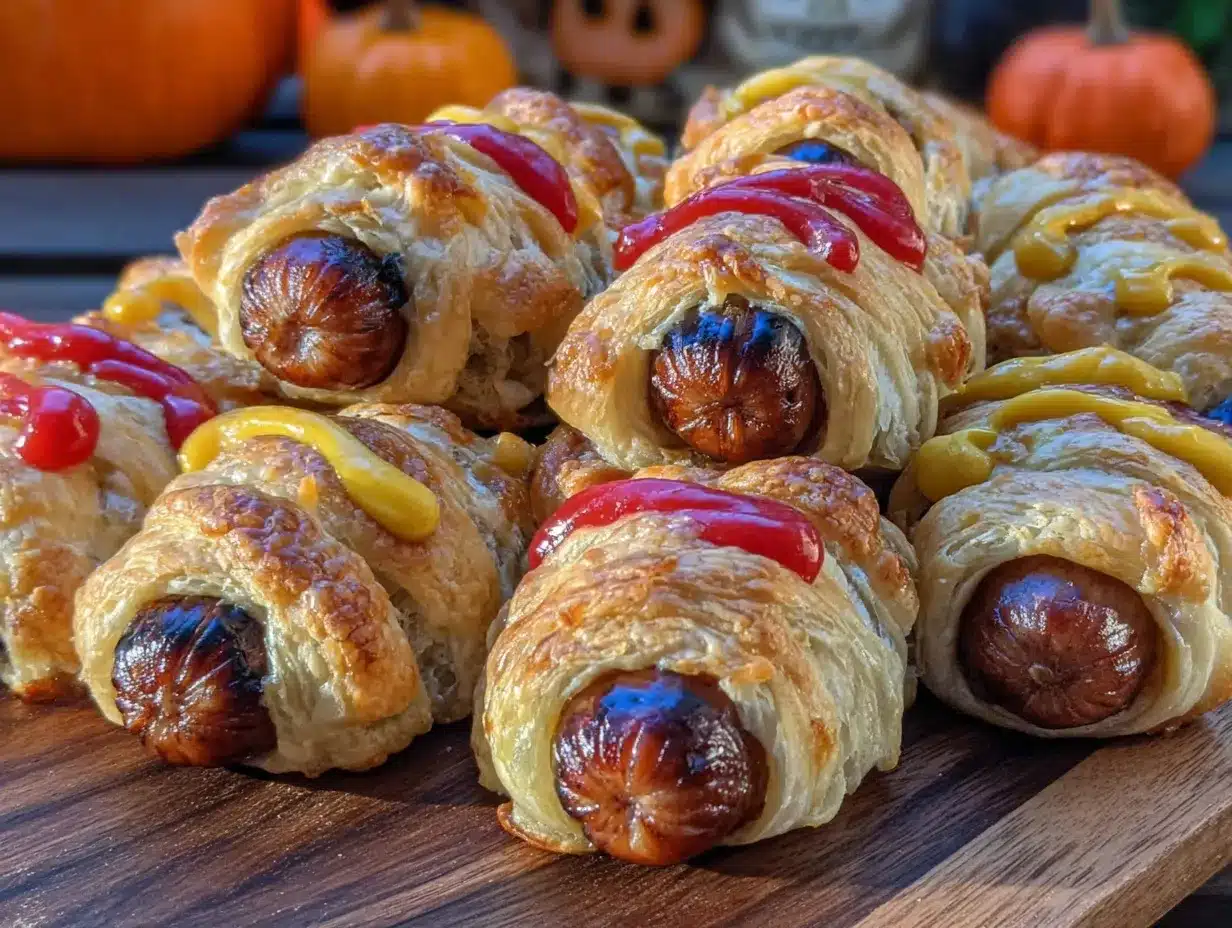 crispy mummy wrapped hot dogs preparation steps