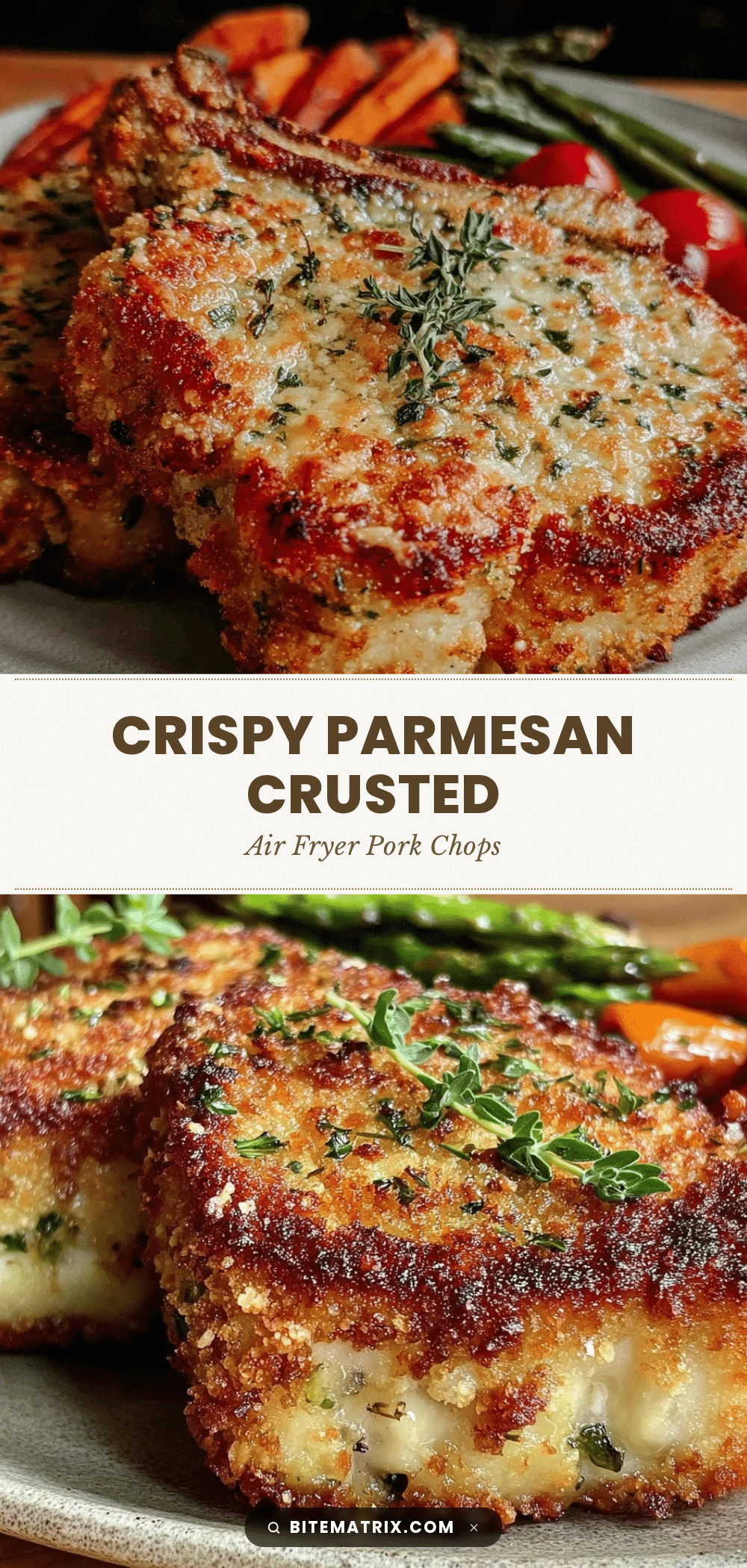 crispy parmesan crusted air fryer pork chops recipe