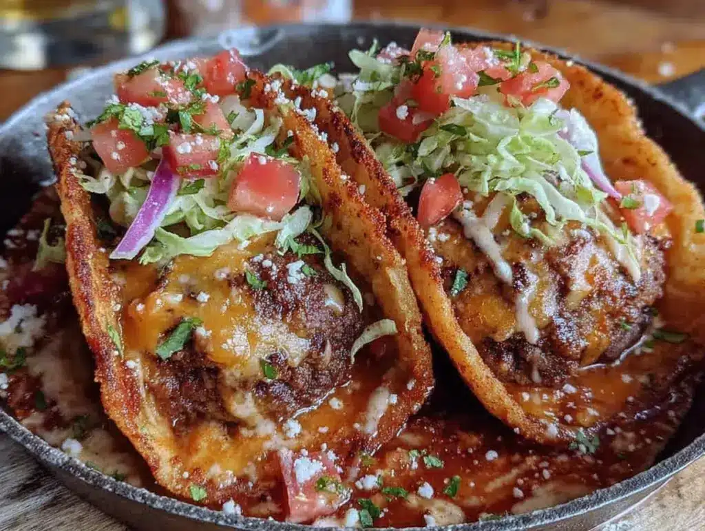 crispy smash burger tacos - featured image